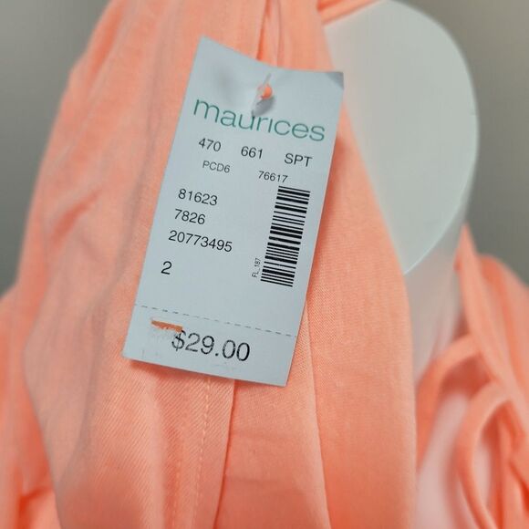 Maurice's Peach Open Back Assymetrical Athletic Wear Top Size 2‎ - Picture 9 of 10